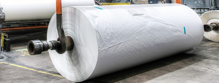 A large roll of glassine paper.